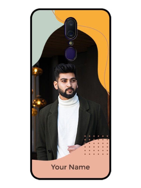 Custom Oppo A9 Personalized Glass Phone Case - Tri-coloured overlay design