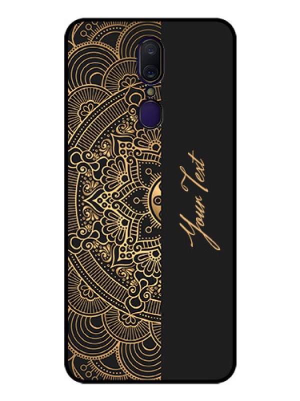 Custom Oppo A9 Photo Printing on Glass Case - Mandala art with custom text Design