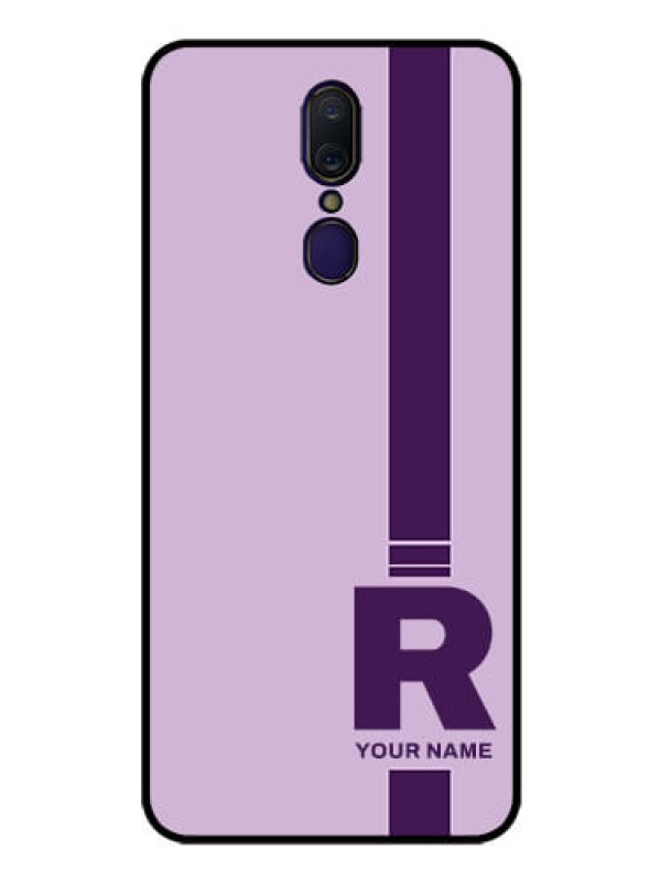 Custom Oppo A9 Photo Printing on Glass Case - Simple dual tone stripe with name Design