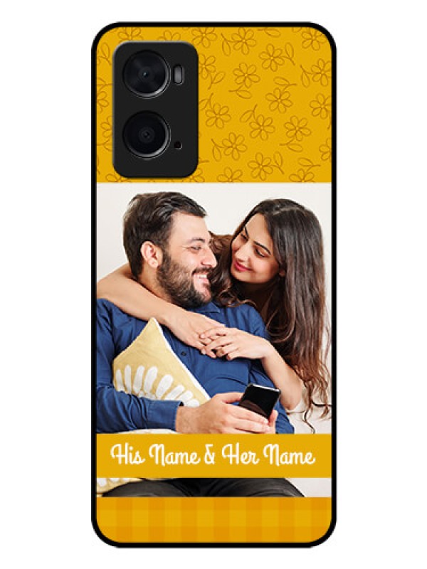 Custom Oppo A96 Custom Glass Mobile Case - Yellow Floral Design