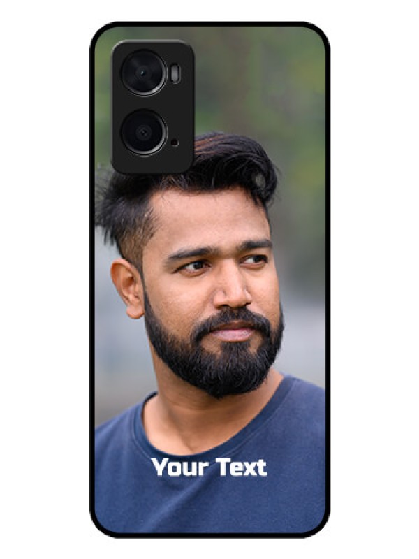 Custom Oppo A96 Glass Mobile Cover: Photo with Text