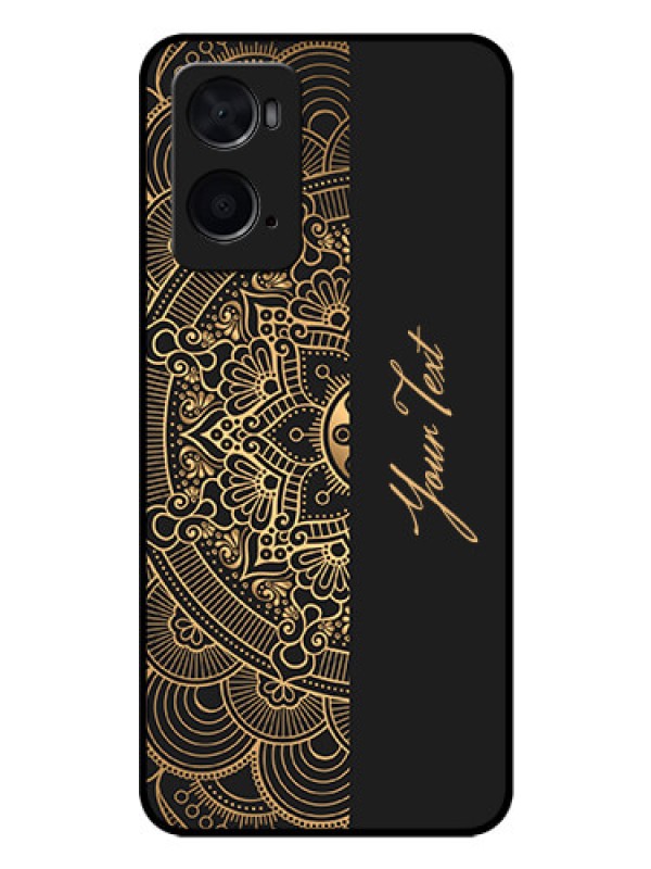 Custom Oppo A96 Photo Printing on Glass Case - Mandala art with custom text Design