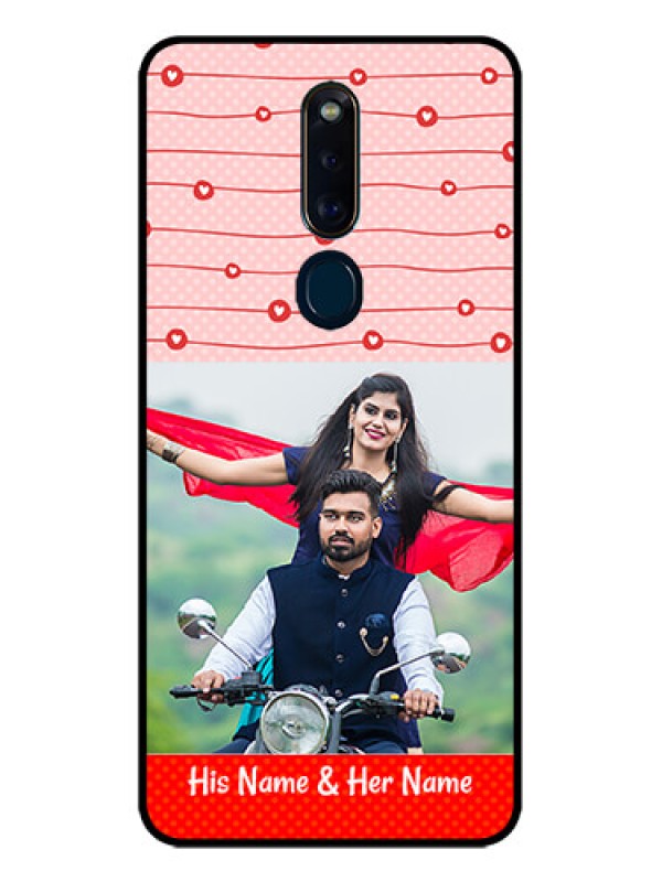 Custom Oppo F11 Pro Personalized Glass Phone Case  - Red Pattern Case Design