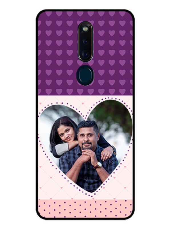 Custom Oppo F11 Pro Custom Glass Phone Case  - Violet Love Dots Design