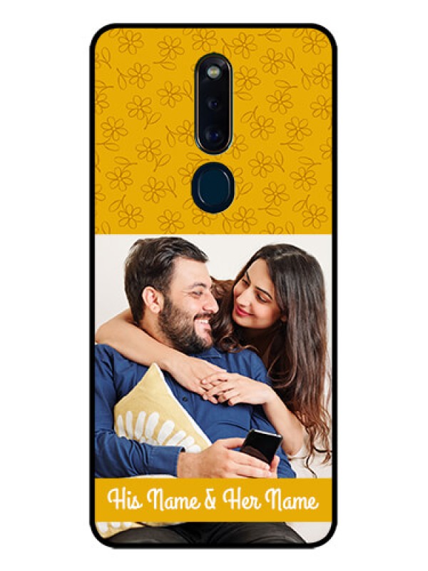 Custom Oppo F11 Pro Custom Glass Mobile Case  - Yellow Floral Design