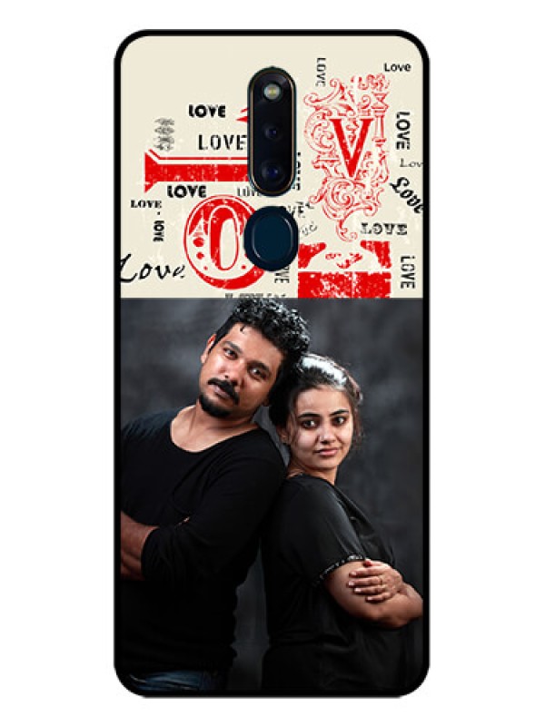 Custom Oppo F11 Pro Photo Printing on Glass Case  - Trendy Love Design Case