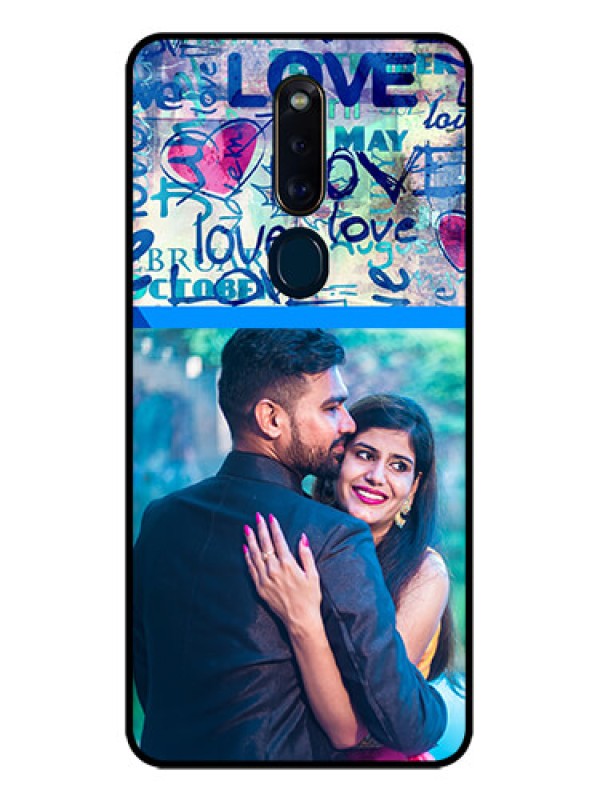 Custom Oppo F11 Pro Custom Glass Mobile Case  - Colorful Love Design