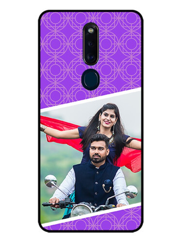 Custom Oppo F11 Pro Custom Glass Phone Case  - Violet Pattern Design