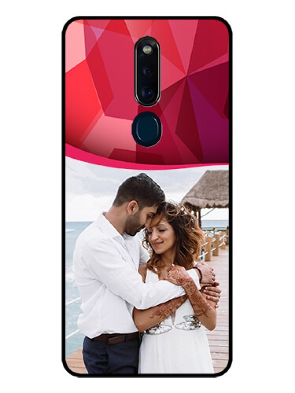 Custom Oppo F11 Pro Custom Glass Mobile Case  - Red Abstract Design