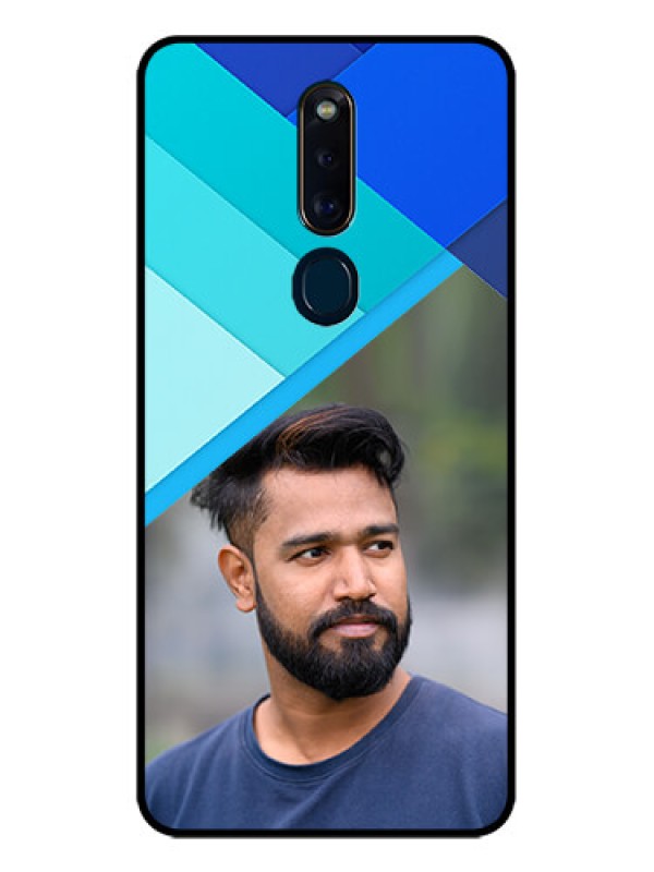Custom Oppo F11 Pro Custom Glass Phone Case  - Blue Pattern Design