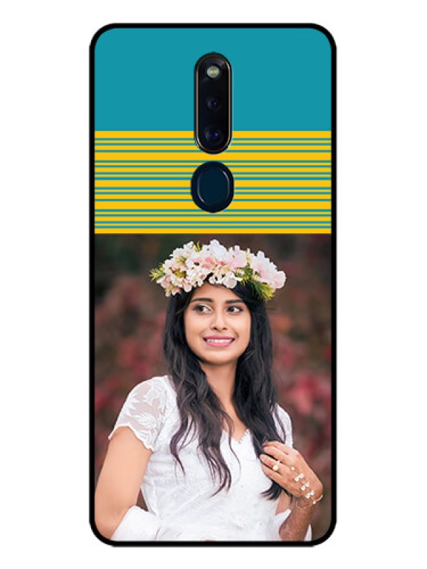 Custom Oppo F11 Pro Custom Glass Phone Case  - Yellow & Blue Design 