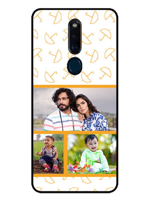 Custom Oppo F11 Pro Custom Glass Mobile Case  - Yellow Pattern Design