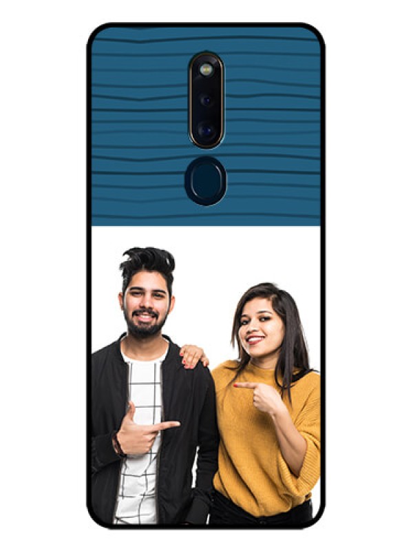 Custom Oppo F11 Pro Custom Glass Phone Case  - Blue Pattern Cover Design