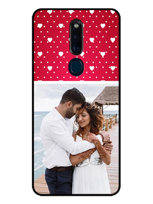 Custom Oppo F11 Pro Photo Printing on Glass Case  - Hearts Mobile Case Design