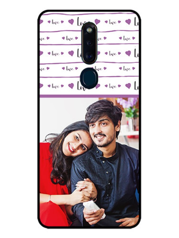 Custom Oppo F11 Pro Custom Glass Mobile Case  - Couples Heart Design