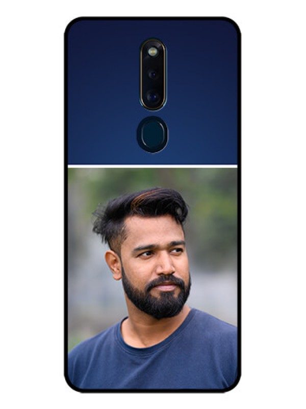 Custom Oppo F11 Pro Personalized Glass Phone Case  - Simple Royal Blue Design