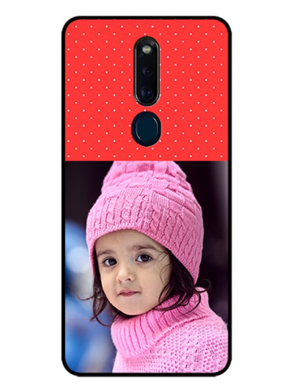 Custom Oppo F11 Pro Photo Printing on Glass Case  - Red Pattern Design