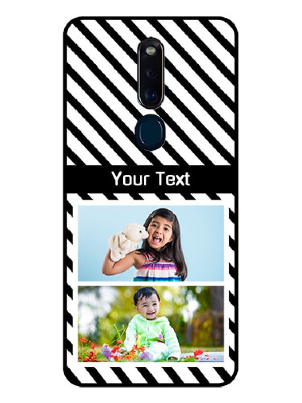 Custom Oppo F11 Pro Photo Printing on Glass Case  - Black And White Stripes Design