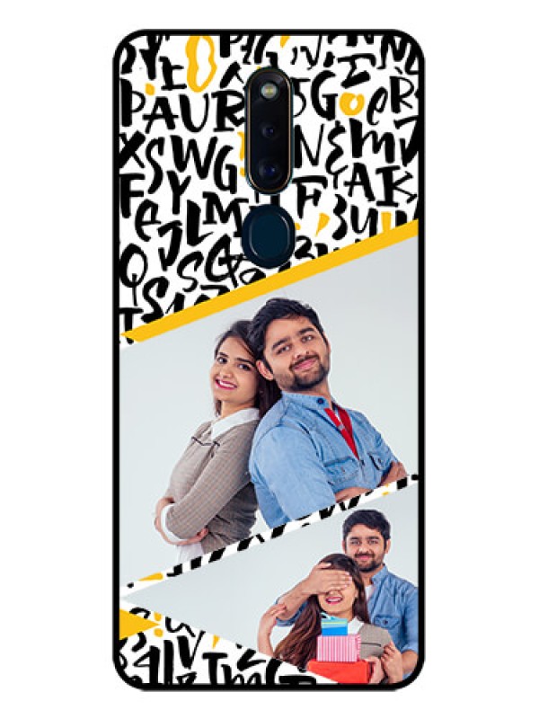 Custom Oppo F11 Pro Custom Glass Mobile Case  - Letters Pattern Design