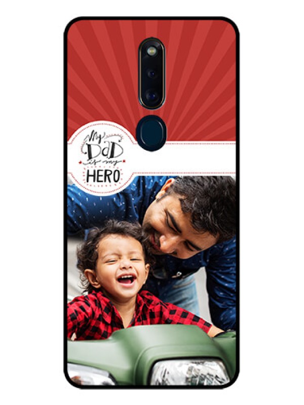 Custom Oppo F11 Pro Photo Printing on Glass Case  - My Dad Hero Design