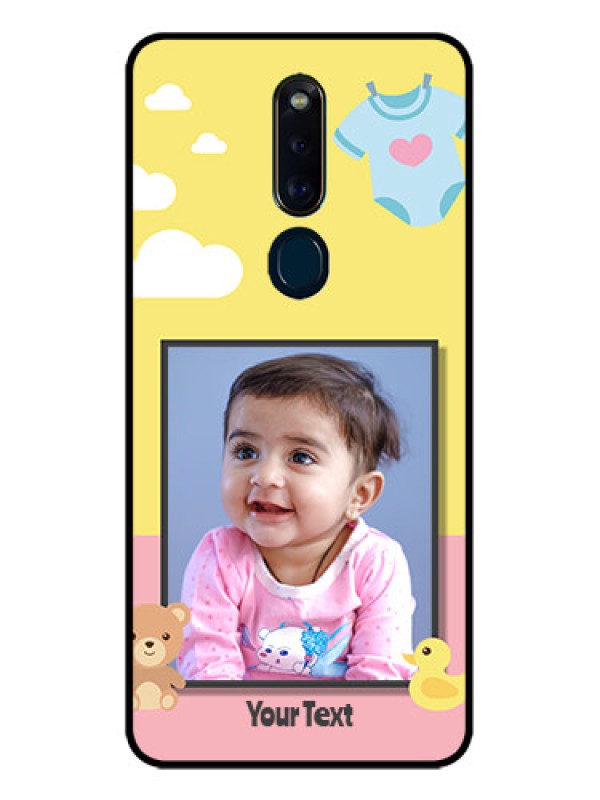 Custom Oppo F11 Pro Photo Printing on Glass Case  - Kids 2 Color Design