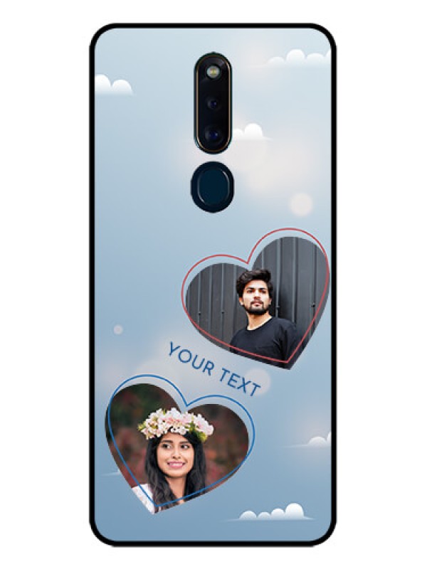 Custom Oppo F11 Pro Custom Glass Mobile Case  - Blue Color Couple Design 