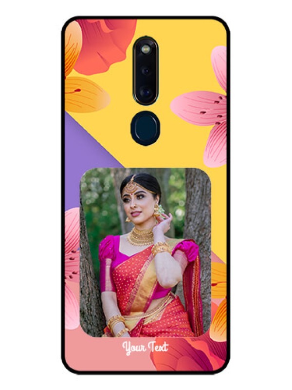Custom Oppo F11 Pro Custom Glass Mobile Case  - 3 Image With Vintage Floral Design