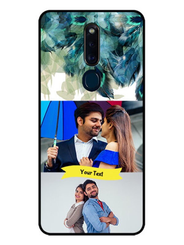 Custom Oppo F11 Pro Personalized Glass Phone Case  - Image with Boho Peacock Feather Design