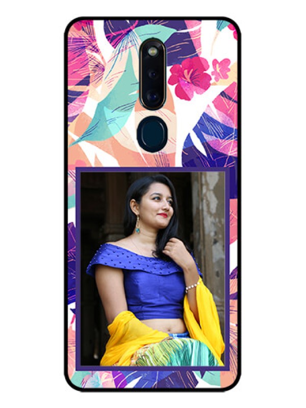 Custom Oppo F11 Pro Custom Glass Mobile Case  - Abstract Floral Design
