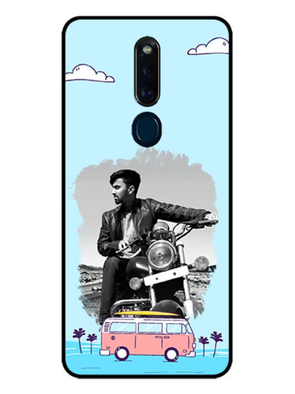 Custom Oppo F11 Pro Photo Printing on Glass Case  - Travel & Adventure Design