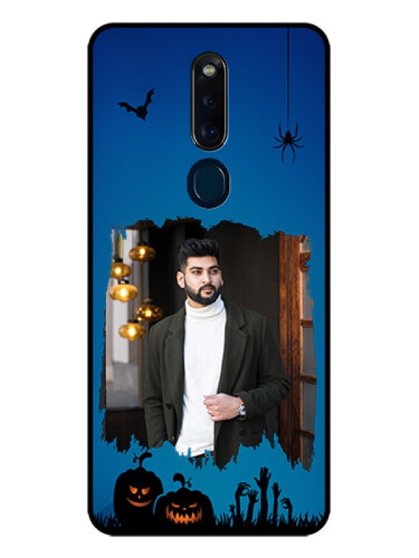 Custom Oppo F11 Pro Photo Printing on Glass Case  - with pro Halloween design 