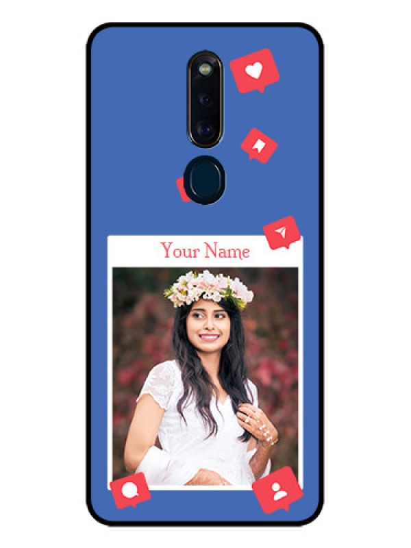 Custom Oppo F11 Pro Custom Glass Phone Case - Like Share And Comment Design