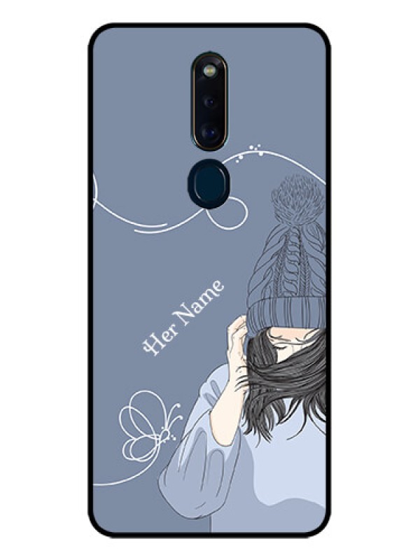 Custom Oppo F11 Pro Custom Glass Mobile Case - Girl in winter outfit Design