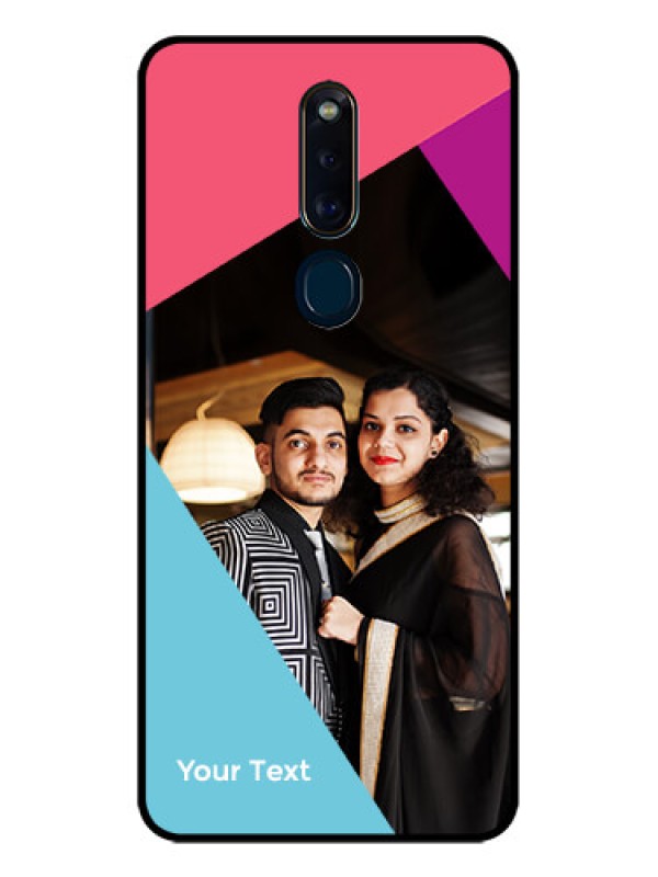 Custom Oppo F11 Pro Custom Glass Mobile Case - Stacked Triple colour Design