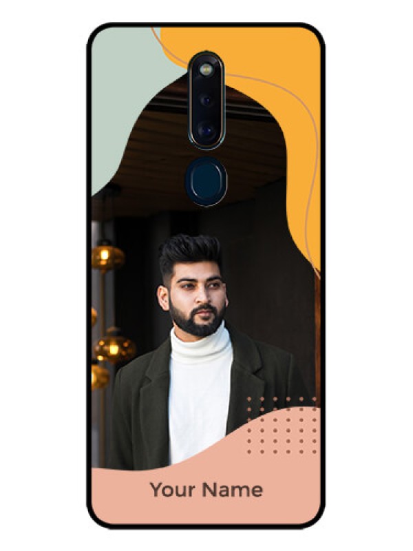 Custom Oppo F11 Pro Personalized Glass Phone Case - Tri-coloured overlay design