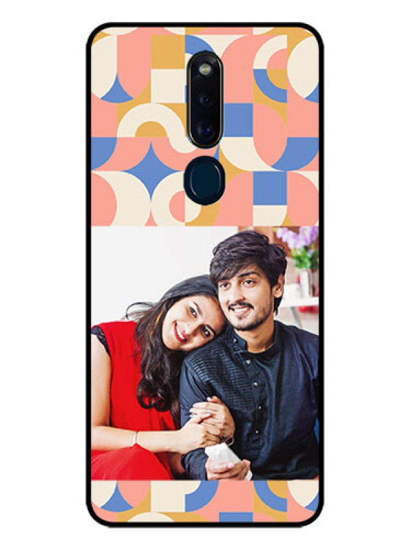 Custom Oppo F11 Pro Photo Printing on Glass Case - Semi-circle Maze Pattern Design