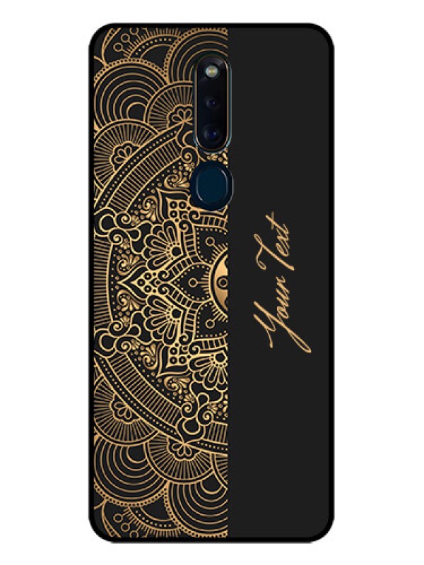 Custom Oppo F11 Pro Photo Printing on Glass Case - Mandala art with custom text Design