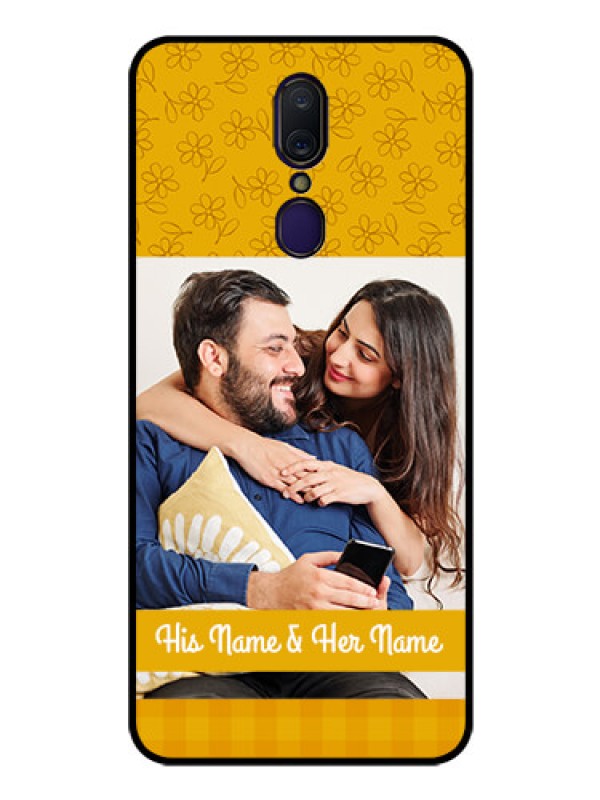 Custom Oppo F11 Custom Glass Mobile Case  - Yellow Floral Design
