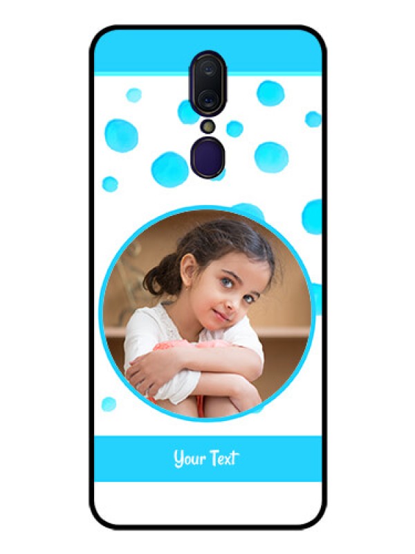 Custom Oppo F11 Photo Printing on Glass Case  - Blue Bubbles Pattern Design