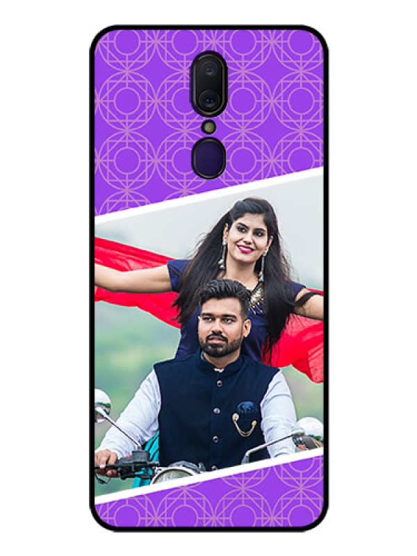 Custom Oppo F11 Custom Glass Phone Case  - Violet Pattern Design