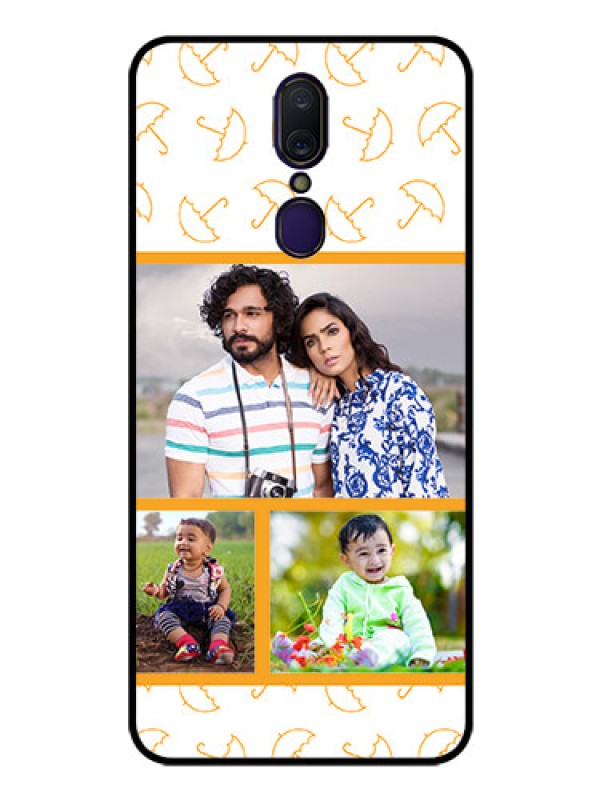 Custom Oppo F11 Custom Glass Mobile Case  - Yellow Pattern Design