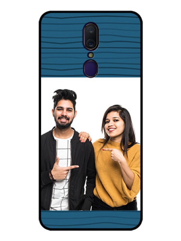 Custom Oppo F11 Custom Glass Phone Case  - Blue Pattern Cover Design