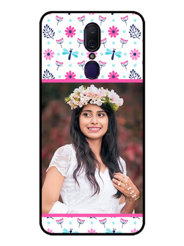 Custom Oppo F11 Photo Printing on Glass Case  - Colorful Flower Design