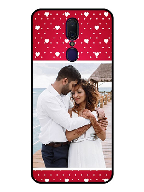 Custom Oppo F11 Photo Printing on Glass Case  - Hearts Mobile Case Design