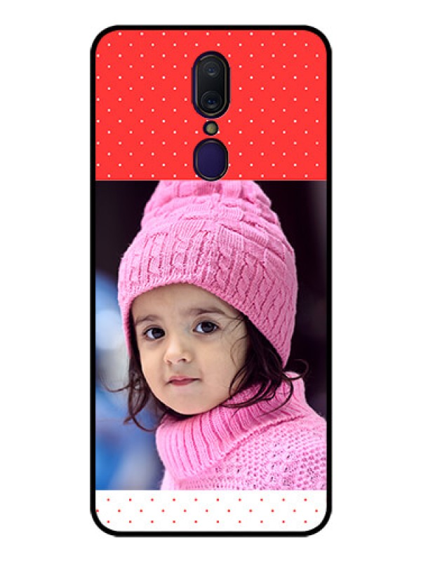 Custom Oppo F11 Photo Printing on Glass Case  - Red Pattern Design
