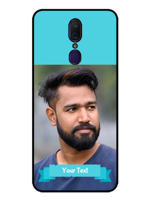 Custom Oppo F11 Personalized Glass Phone Case  - Simple Blue Color Design