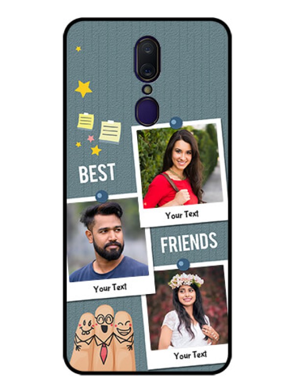 Custom Oppo F11 Personalized Glass Phone Case  - Sticky Frames and Friendship Design