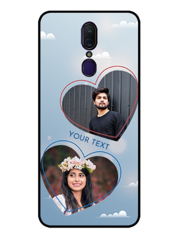 Custom Oppo F11 Custom Glass Mobile Case  - Blue Color Couple Design 