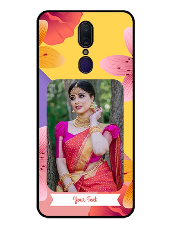 Custom Oppo F11 Custom Glass Mobile Case  - 3 Image With Vintage Floral Design