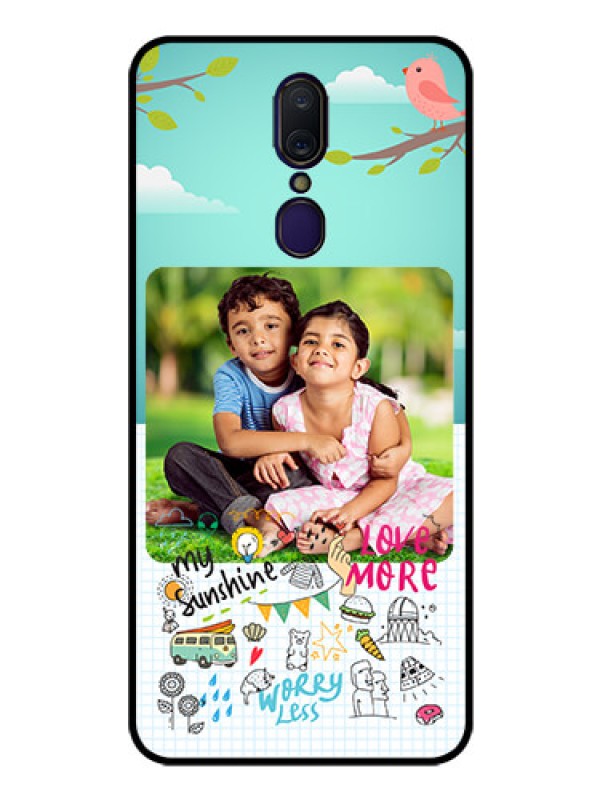 Custom Oppo F11 Photo Printing on Glass Case  - Doodle love Design